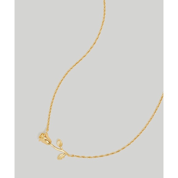 NEW MADEWELL Rose Pendant Necklace Vintage Gold - Picture 1 of 7